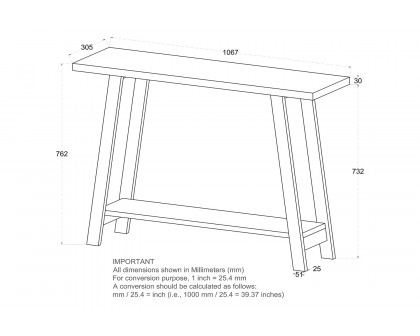 Worldwide Volsa Console Table - Walnut