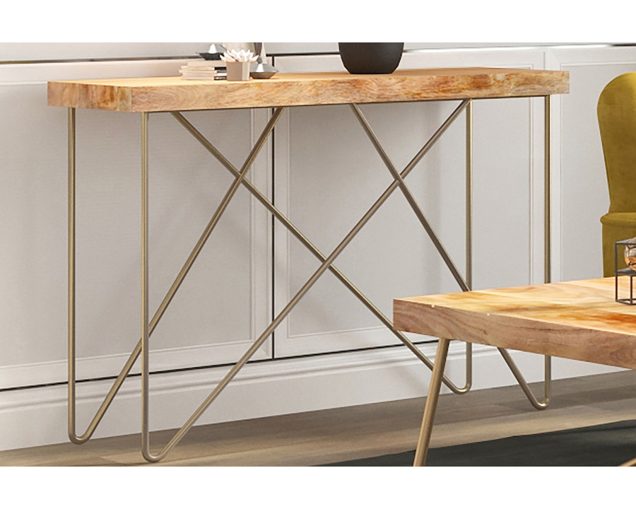 Worldwide - Madox Console Table in Natural/Aged Gold