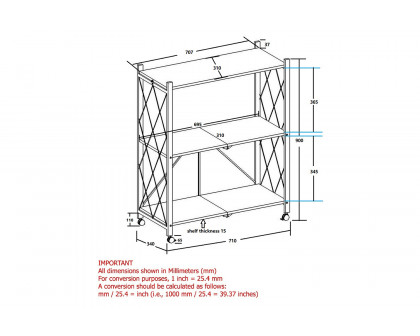 Worldwide Quby 3-Tier Folding Shelf - White