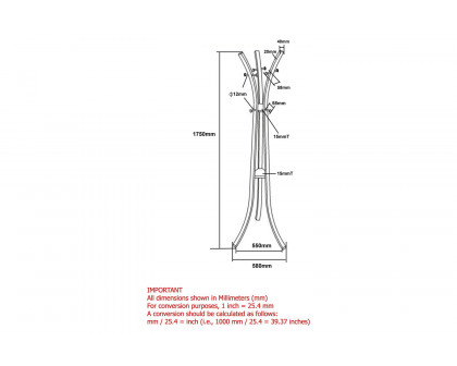 Worldwide - Luna II Coat Rack in Black