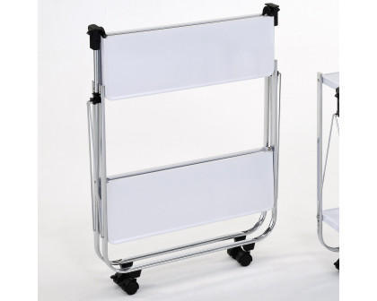 Worldwide - Sumi 2-Tier Folding Bar Cart in White/Chrome