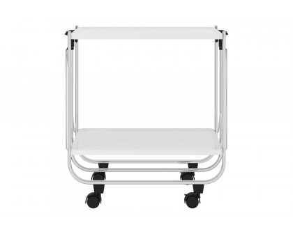 Worldwide - Sumi 2-Tier Folding Bar Cart in White/Chrome