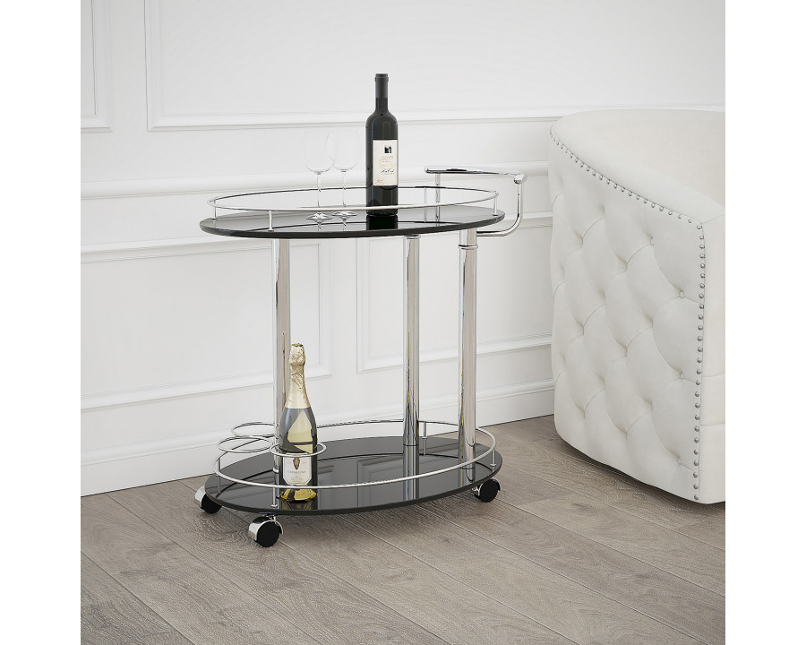 Worldwide - Inka 2-Tier Bar Cart in Black/Chrome