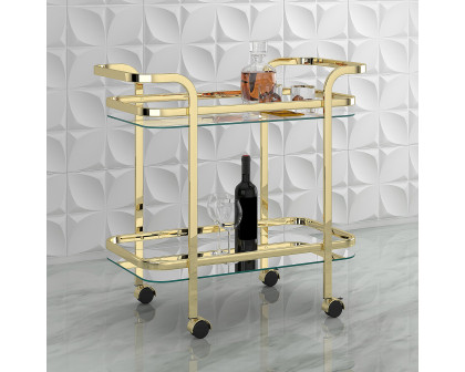 Worldwide Zedd 2-Tier Bar Cart - Polished Gold