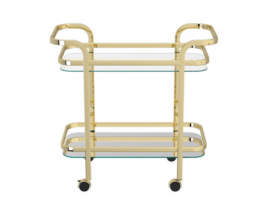 Worldwide Zedd 2-Tier Bar Cart - Polished Gold