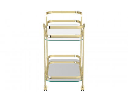 Worldwide Zedd 2-Tier Bar Cart - Polished Gold