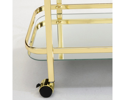 Worldwide Zedd 2-Tier Bar Cart - Polished Gold