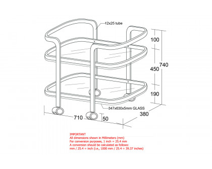 Worldwide Zedd 2-Tier Bar Cart - Polished Gold