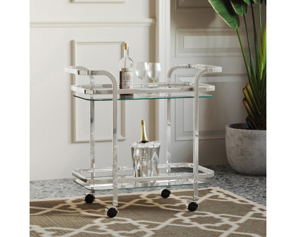 Worldwide Zedd 2-Tier Bar Cart - Chrome