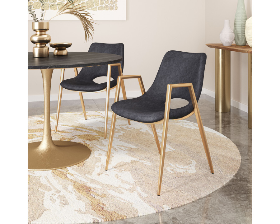 ZUO Desi Dining Chair (Set of 2) - Black/Gold