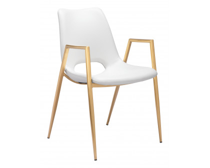 ZUO Desi Dining Chair (Set of 2) - White/Gold