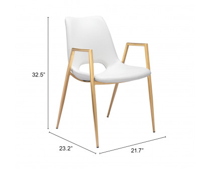 ZUO Desi Dining Chair (Set of 2) - White/Gold