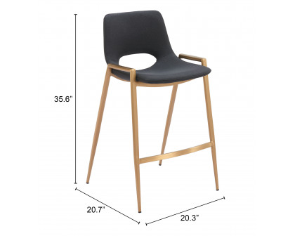 ZUO Desi Counter Stool (Set of 2) - Black/Gold