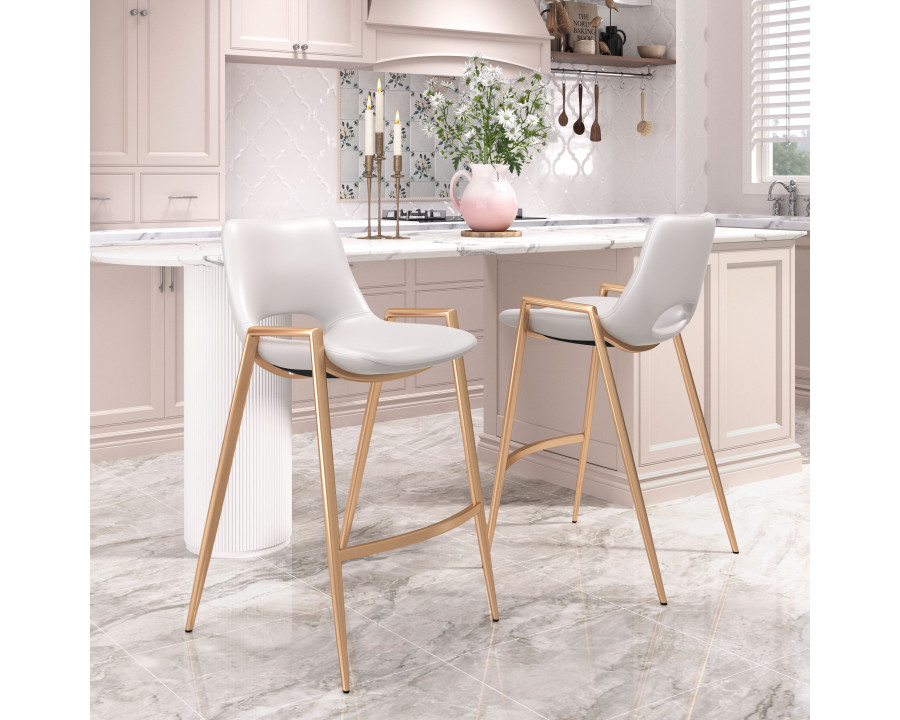 ZUO Desi Counter Stool (Set of 2) - White/Gold