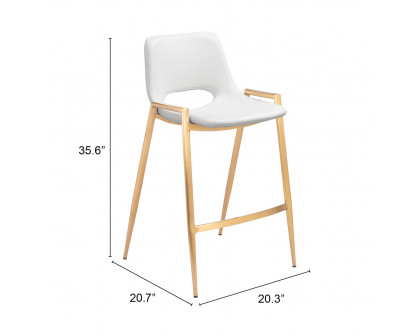 ZUO Desi Counter Stool (Set of 2) - White/Gold