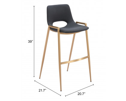 ZUO Desi Barstool (Set of 2) - Black/Gold