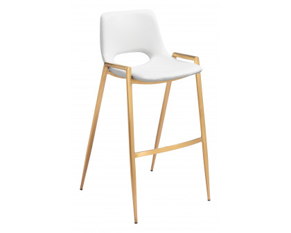 ZUO Desi Barstool (Set of 2) - White/Gold