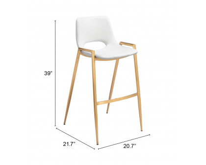 ZUO Desi Barstool (Set of 2) - White/Gold