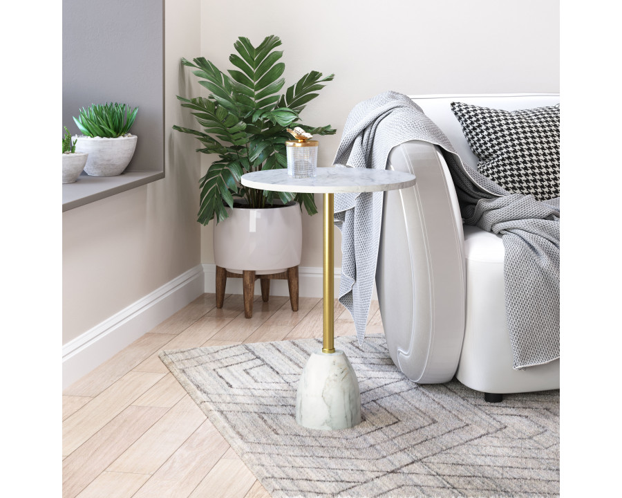 ZUO - Cynthia Side Table in White/Gold