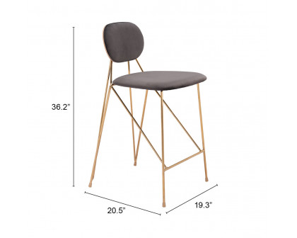 ZUO - Georges Counter Stool (Set of 2) in Gray/Gold