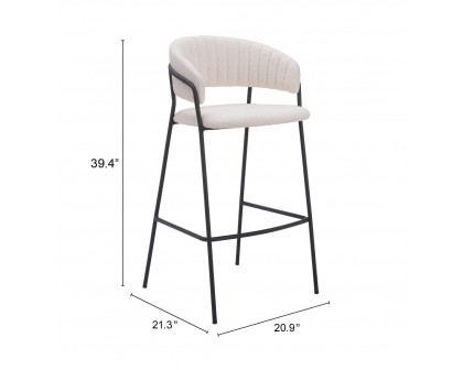 ZUO Josephine Barstool (Set of 2) - Cream