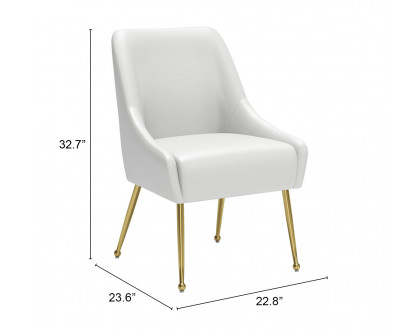 ZUO Maxine Dining Chair - White/Gold