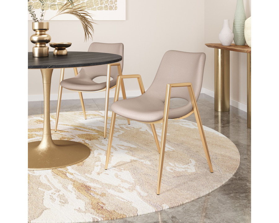 ZUO Desi Dining Chair (Set of 2) - Beige/Gold