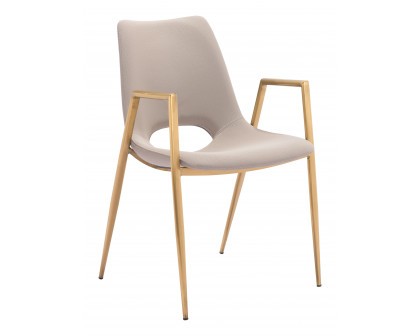 ZUO Desi Dining Chair (Set of 2) - Beige/Gold