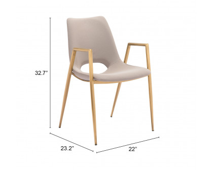 ZUO Desi Dining Chair (Set of 2) - Beige/Gold