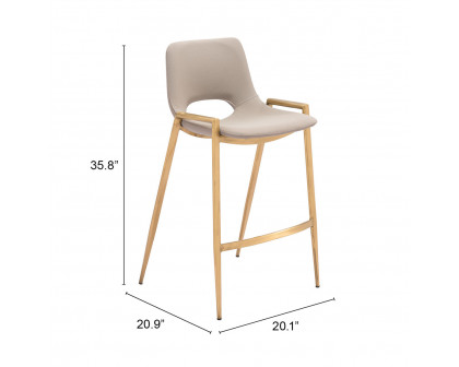 ZUO Desi Counter Stool (Set of 2) - Beige/Gold