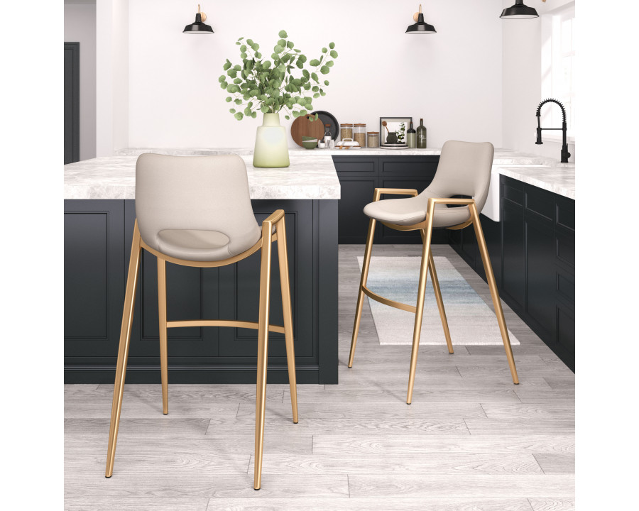 ZUO Desi Barstool (Set of 2) - Beige/Gold