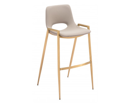 ZUO Desi Barstool (Set of 2) - Beige/Gold