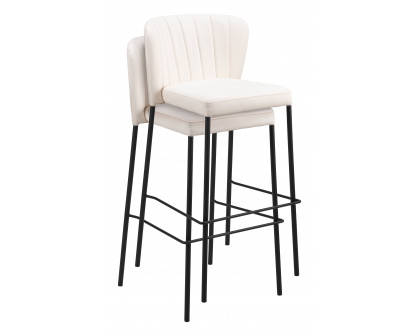 ZUO Linz Barstool (Set of 2) - Cream