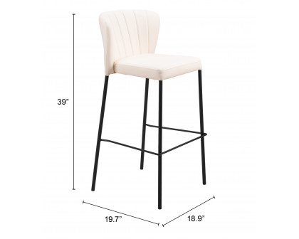 ZUO Linz Barstool (Set of 2) - Cream