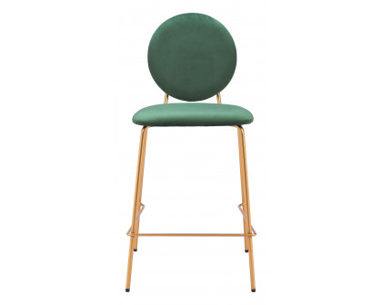 ZUO - Odessa Counter Stool (Set of 2) in Green/Gold