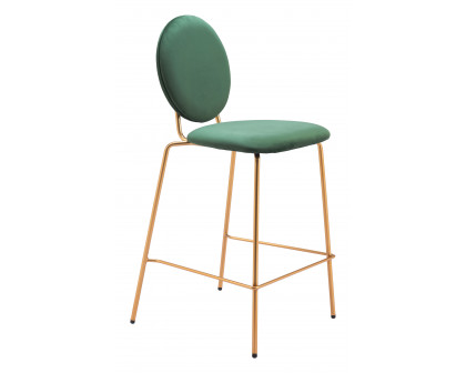 ZUO - Odessa Counter Stool (Set of 2) in Green/Gold