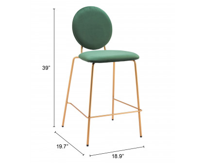 ZUO - Odessa Counter Stool (Set of 2) in Green/Gold