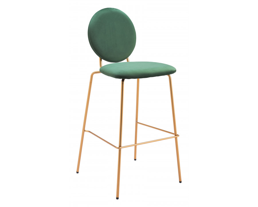 ZUO - Odessa Barstool (Set of 2) in Green/Gold