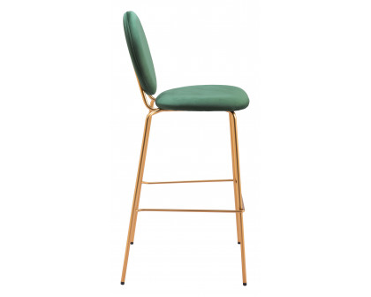 ZUO - Odessa Barstool (Set of 2) in Green/Gold