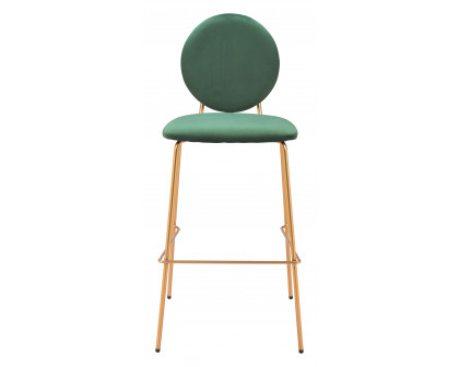 ZUO - Odessa Barstool (Set of 2) in Green/Gold