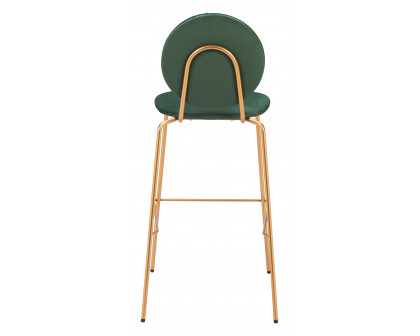 ZUO - Odessa Barstool (Set of 2) in Green/Gold