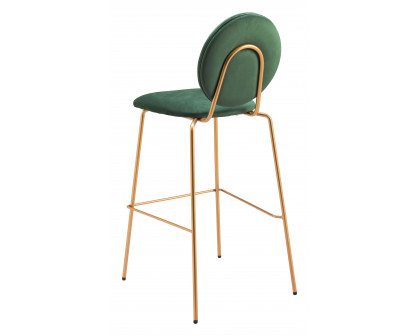 ZUO - Odessa Barstool (Set of 2) in Green/Gold