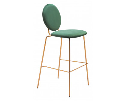 ZUO - Odessa Barstool (Set of 2) in Green/Gold