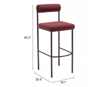 ZUO Livorno Barstool (Set of 2) - Red/Bronze