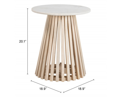 ZUO - Mazara Side Table in White/Natural