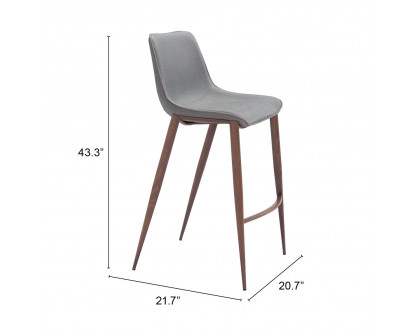 ZUO Magnus Barstool (Set of 2) - Slate Gray/Walnut