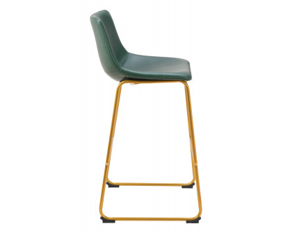 ZUO - Augusta Barstool (Set of 2) in Green/Gold