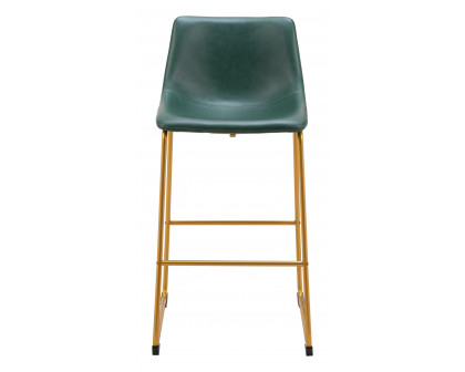 ZUO - Augusta Barstool (Set of 2) in Green/Gold