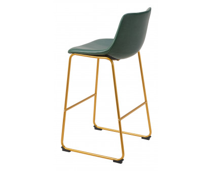 ZUO - Augusta Barstool (Set of 2) in Green/Gold