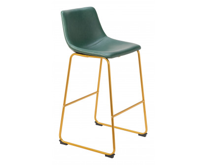 ZUO - Augusta Barstool (Set of 2) in Green/Gold